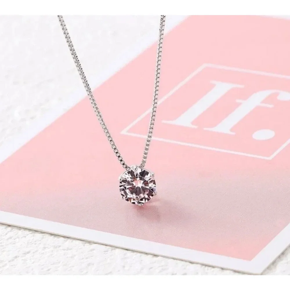 Women's 1 Carat Simulated Diamond Sterling Silver Necklace Size‎ 16-18